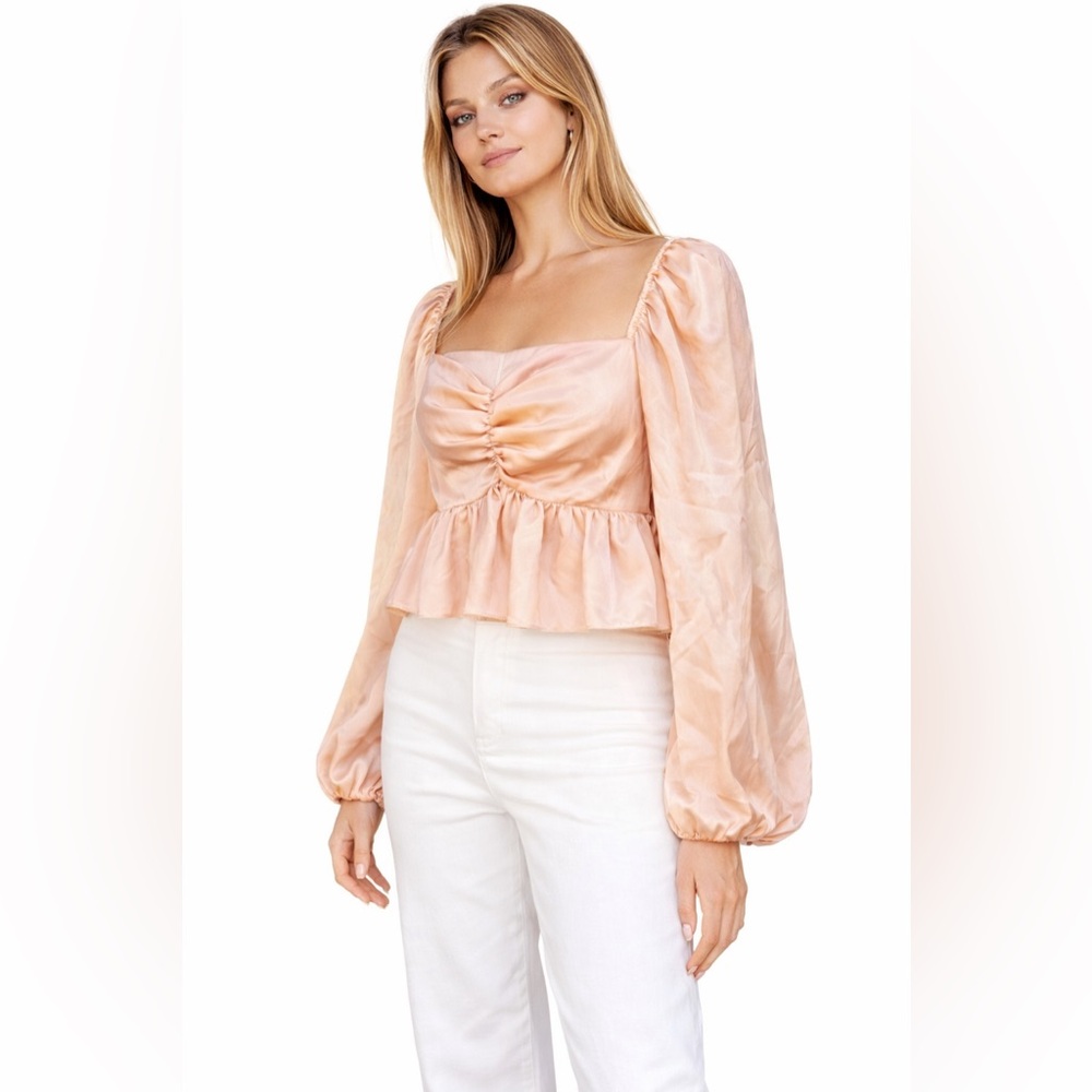 English Factory Blush Long Sleeve Blouse. Size Medium